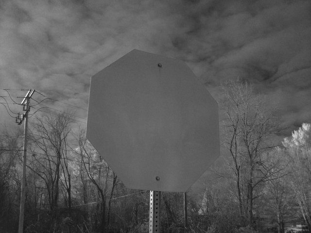 Stop sign in desaturated IR.