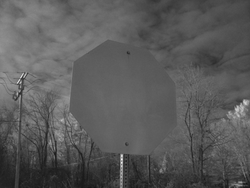 Stop sign in desaturated IR.